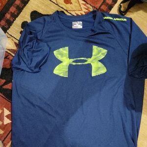 Under Armour Navy and Neon Yellow Logo Tee